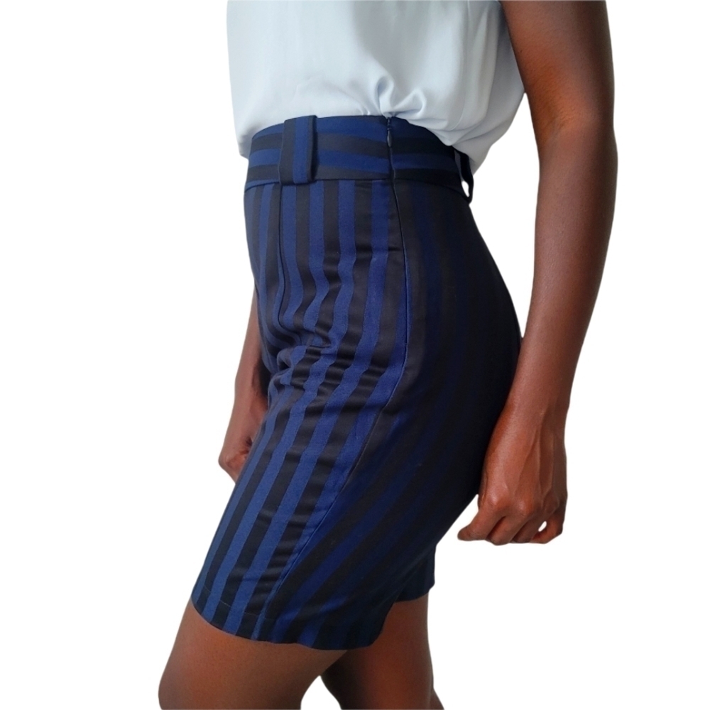 Lovers and friends Tailored high Waisted shorts Blue And Black Stripes